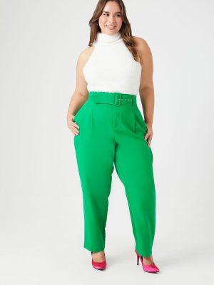 Plus Size Belted Trouser Pants