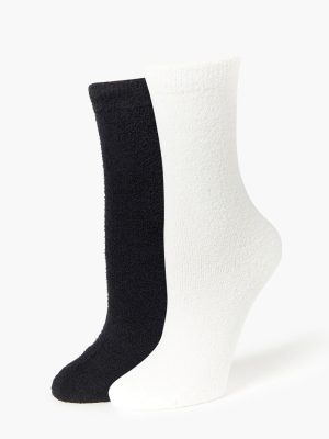Fuzzy Knit Crew Socks Set - 2 pack