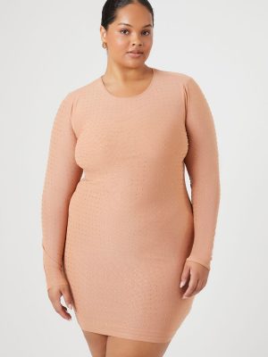 Plus Size Rhinestone Mesh Dress