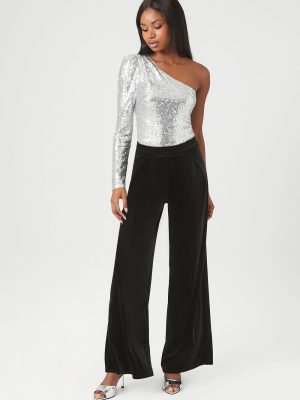 Velvet Wide-Leg Pants