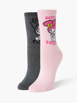 Kuromi & My Melody Crew Socks Set - 2 pack