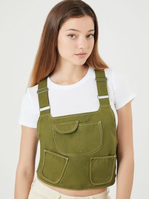Twill Overall Crop Top
