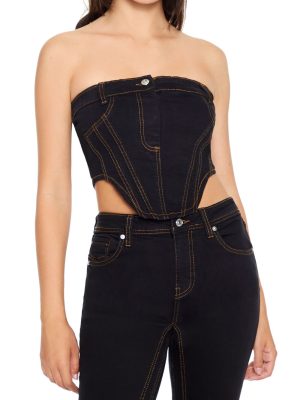 Reworked Denim Tube Crop Top