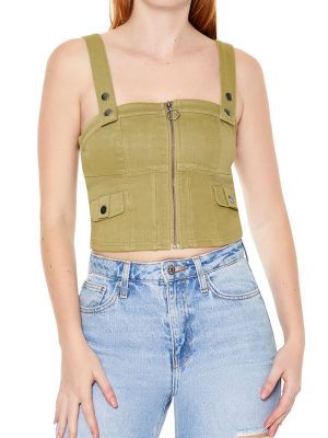 Denim Zip-Up Crop Top