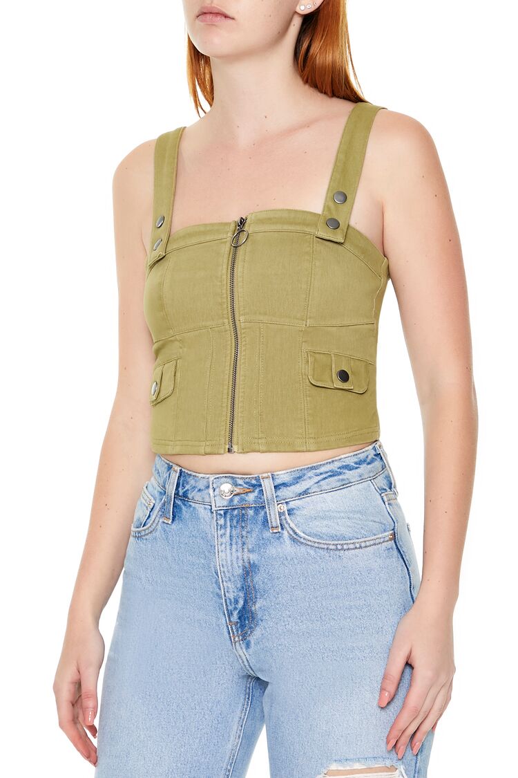 Denim Zip-Up Crop Top - Image 4