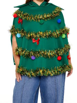 Plus Size Christmas Tree Poncho