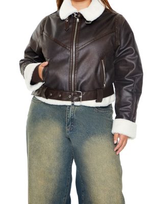 Plus Size Faux Leather Moto Jacket