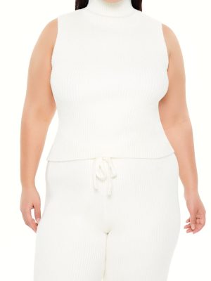 Plus Size Sweater-Knit Turtleneck Crop Top