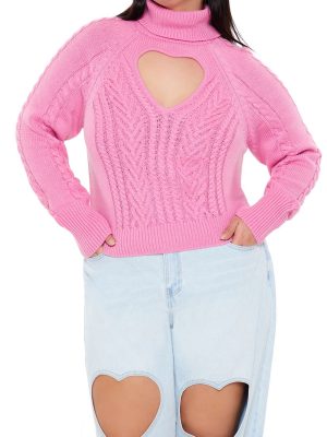 Plus Size Heart Cutout Sweater