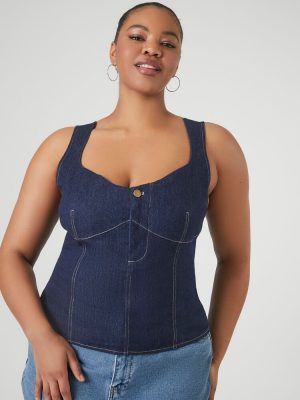 Plus Size Denim Bustier Top