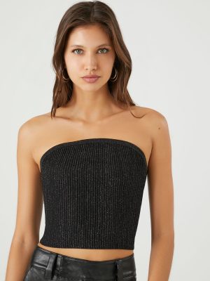 Cropped Sweater-Knit Tube Top