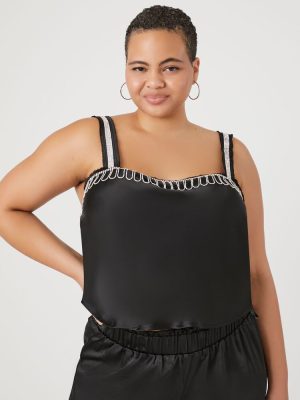 Plus Size Rhinestone-Trim Cami