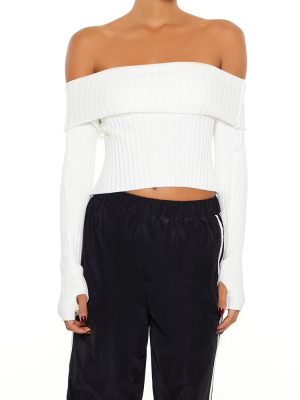 Sweater-Knit Off-the-Shoulder Top