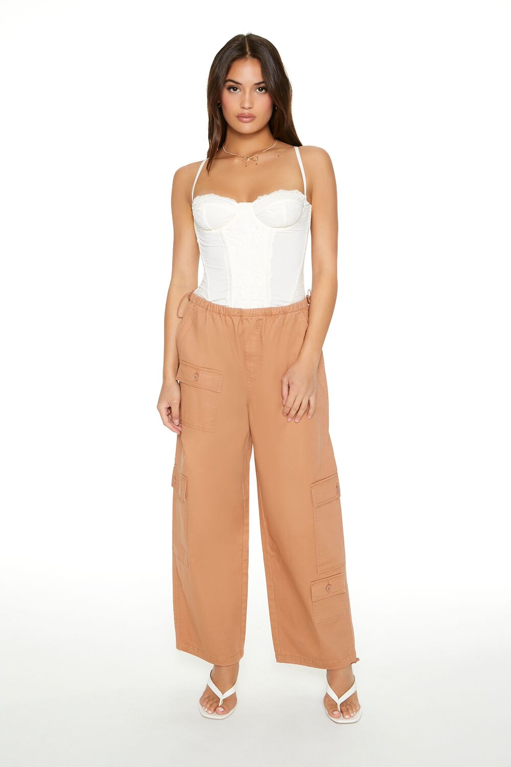 Twill Toggle Drawstring Cargo Pants - Image 5