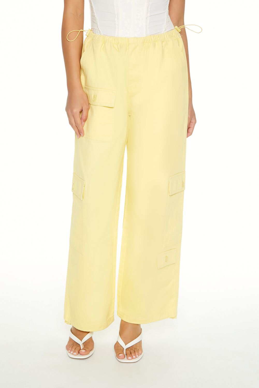 Twill Toggle Drawstring Cargo Pants - Image 4