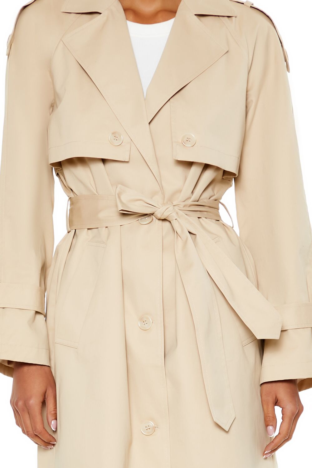 Tie-Front Notched Trench Coat - Image 5