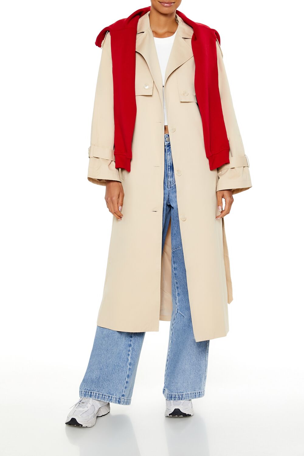 Tie-Front Notched Trench Coat - Image 6