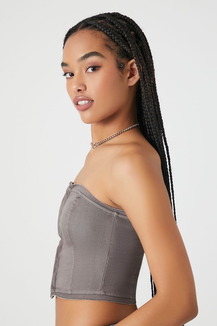 Cropped Zip-Up Tube Top - Image 2