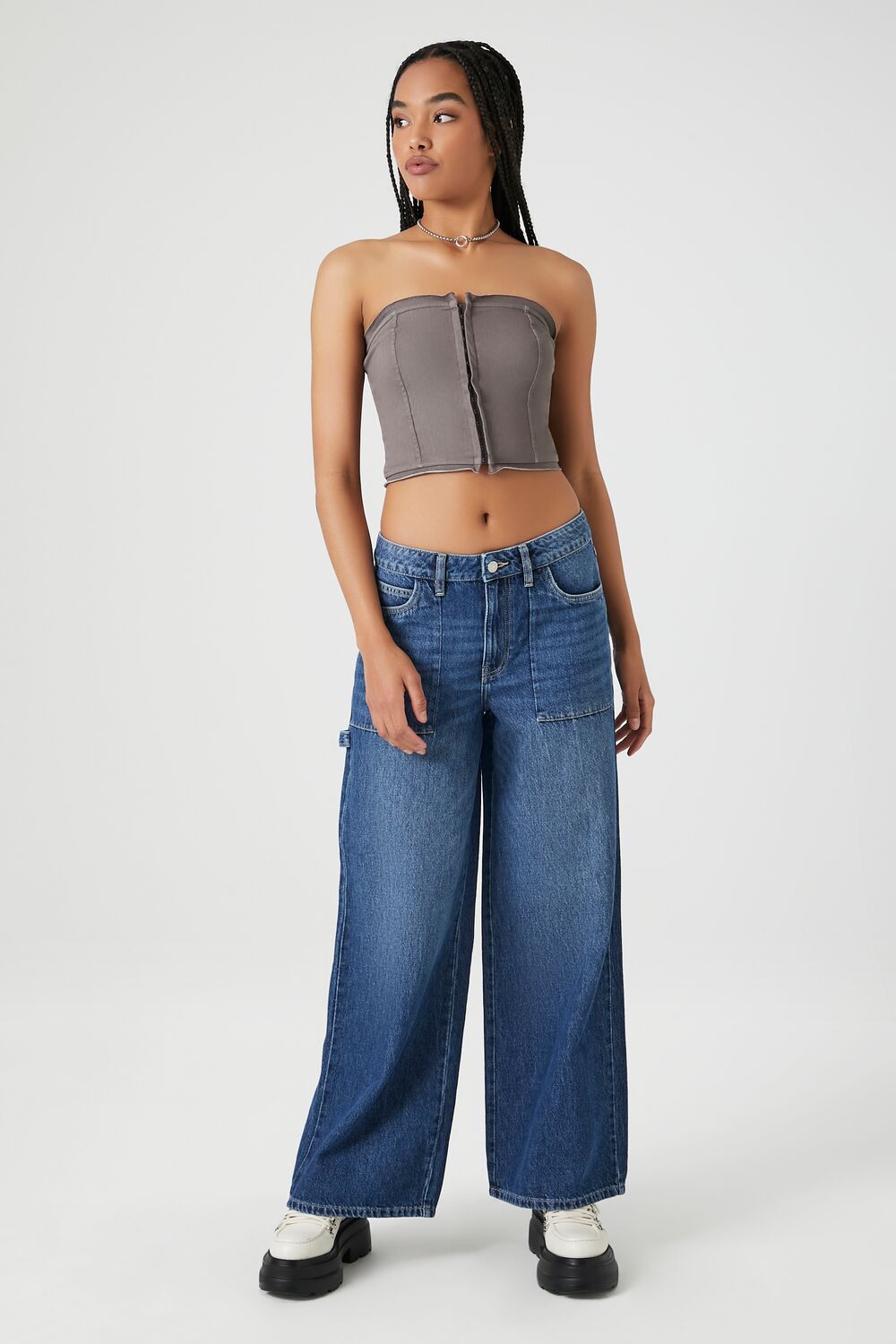 Cropped Zip-Up Tube Top - Image 4