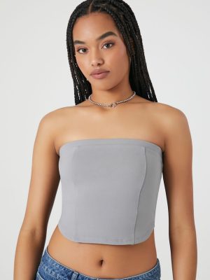 Ponte Knit Curved-Hem Tube Top