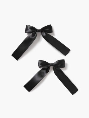 Satin Bow Gator Hair Clip Set