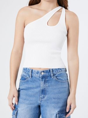 Sweater-Knit One-Shoulder Crop Top