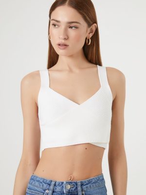 Sweater-Knit Crossover Crop Top