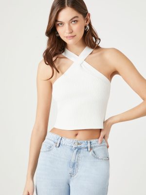 Sweater-Knit Crisscross Crop Top
