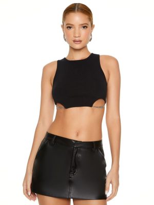 Sweater-Knit Chain Crop Top