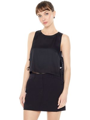 Satin Sleeveless Bow Top