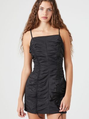 Ruched Toggle Drawstring Mini Dress