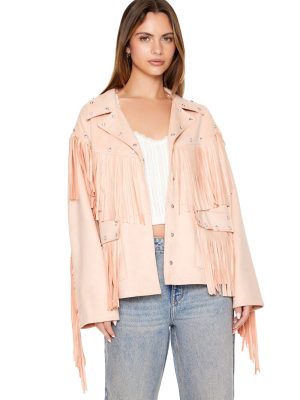 Fringe Faux Suede & Gem Jacket