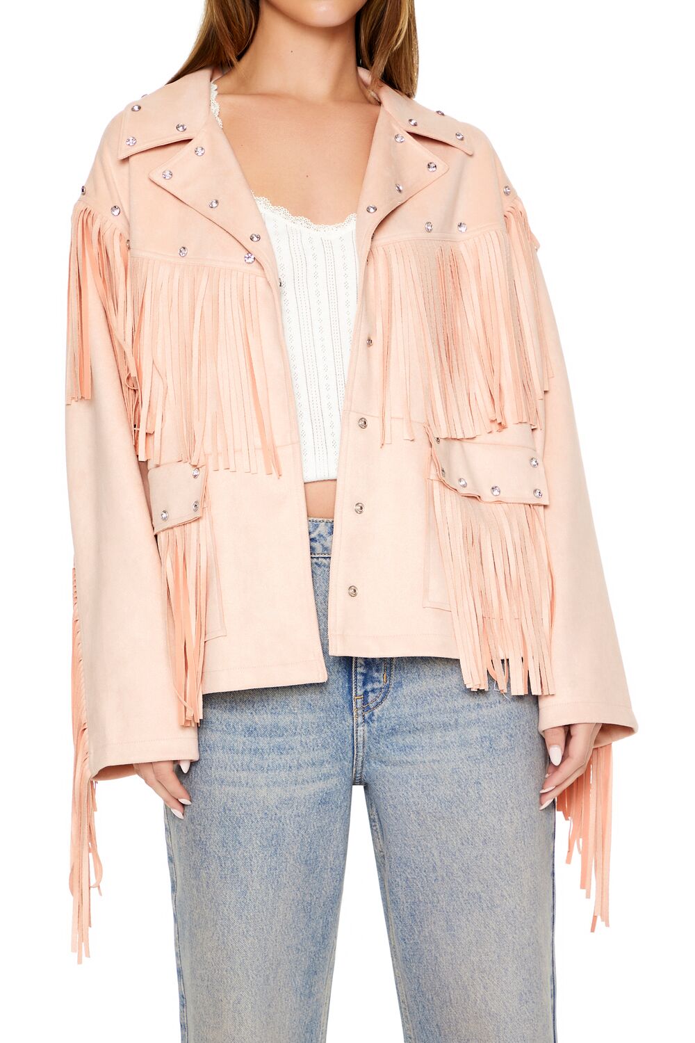 Fringe Faux Suede & Gem Jacket - Image 5