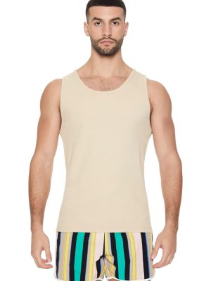Striped Drawstring Short Inseam Swim Trunks
