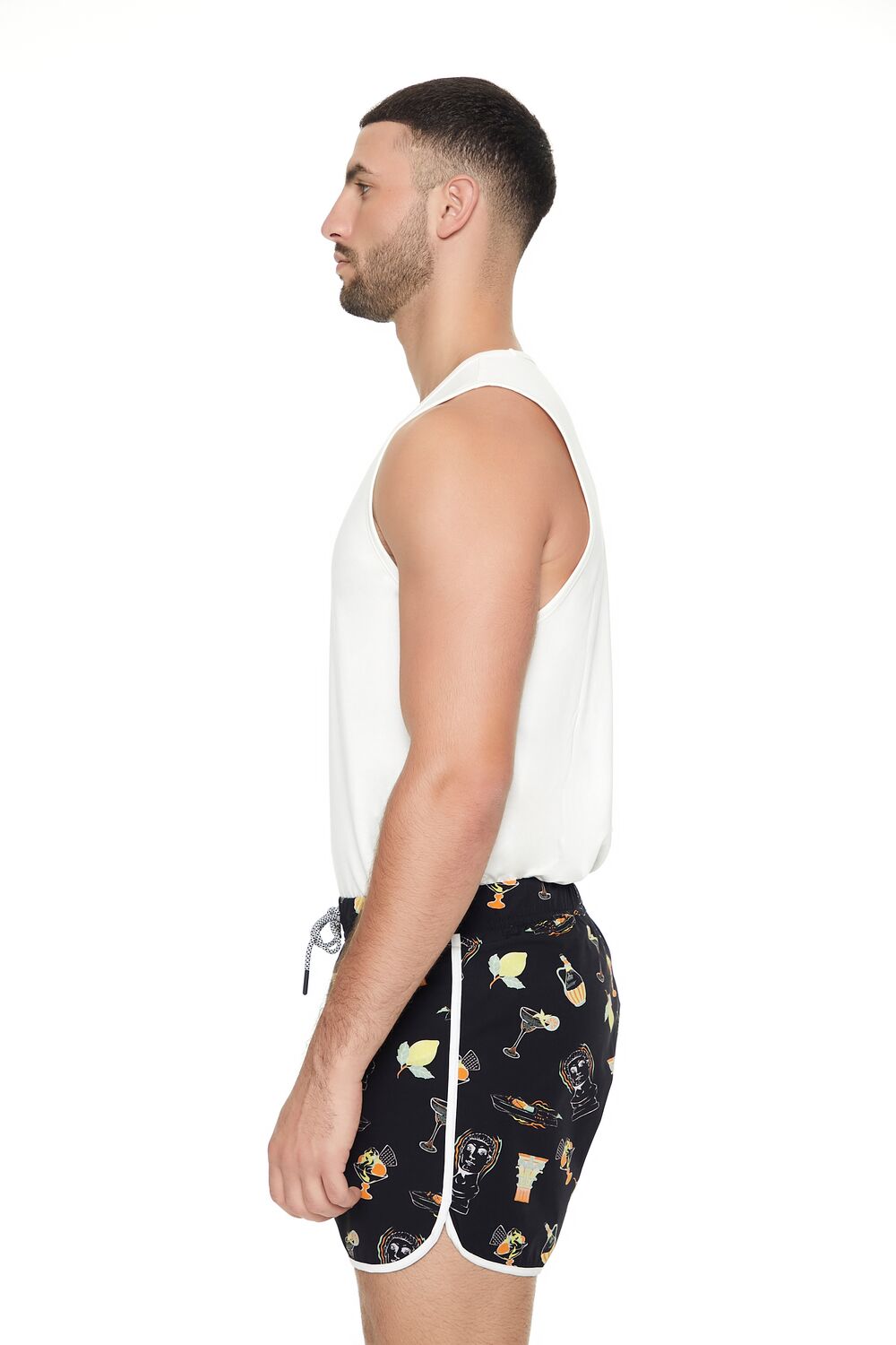 Short Inseam Drink Print Swim Trunks - Image 2