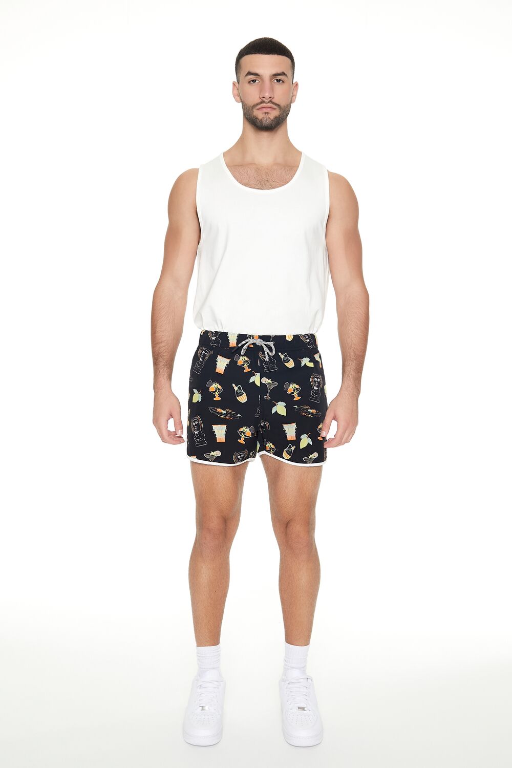 Short Inseam Drink Print Swim Trunks - Image 4