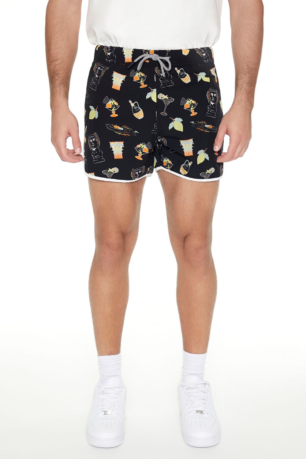 Short Inseam Drink Print Swim Trunks - Image 5