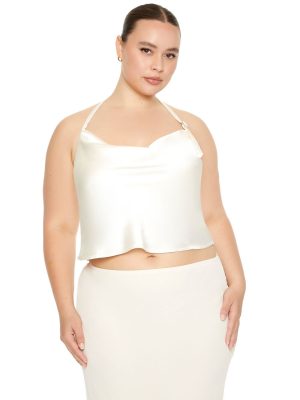 Plus Size Satin Halter Top
