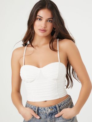 Ruched Mesh Cropped Cami
