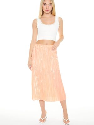 Crinkled High-Rise Midi Skirt