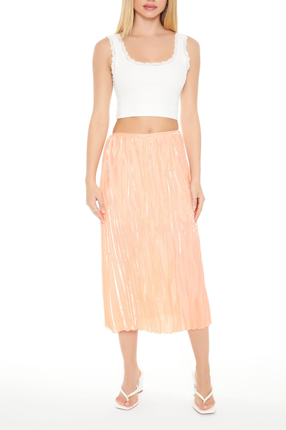Crinkled High-Rise Midi Skirt - Image 4