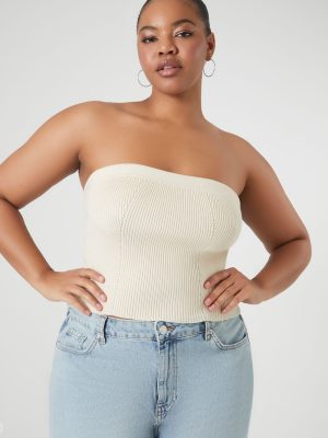 Plus Size Sweater-Knit Tube Top