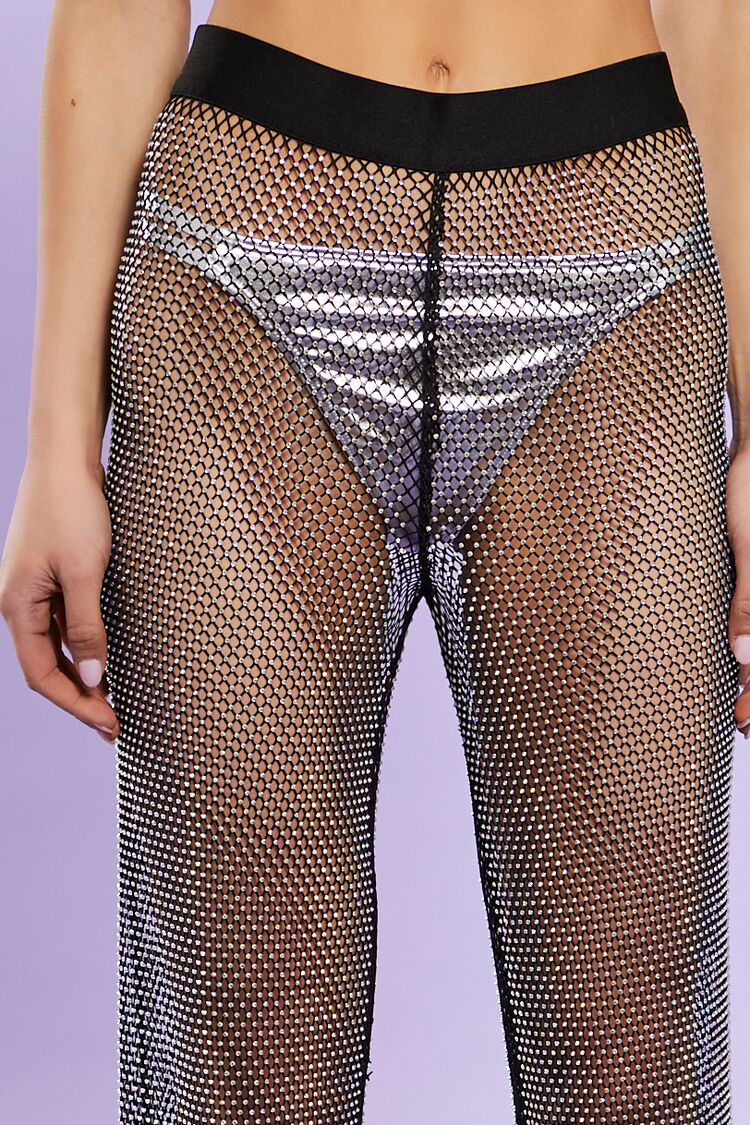 Rhinestone Netted Wide-Leg Pants - Image 12