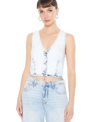 Cropped Bleach Wash Vest