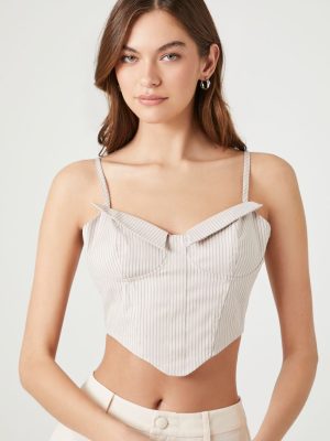 Pinstriped Bustier Cropped Cami