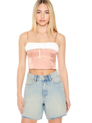 Cropped Satin Colorblock Cami