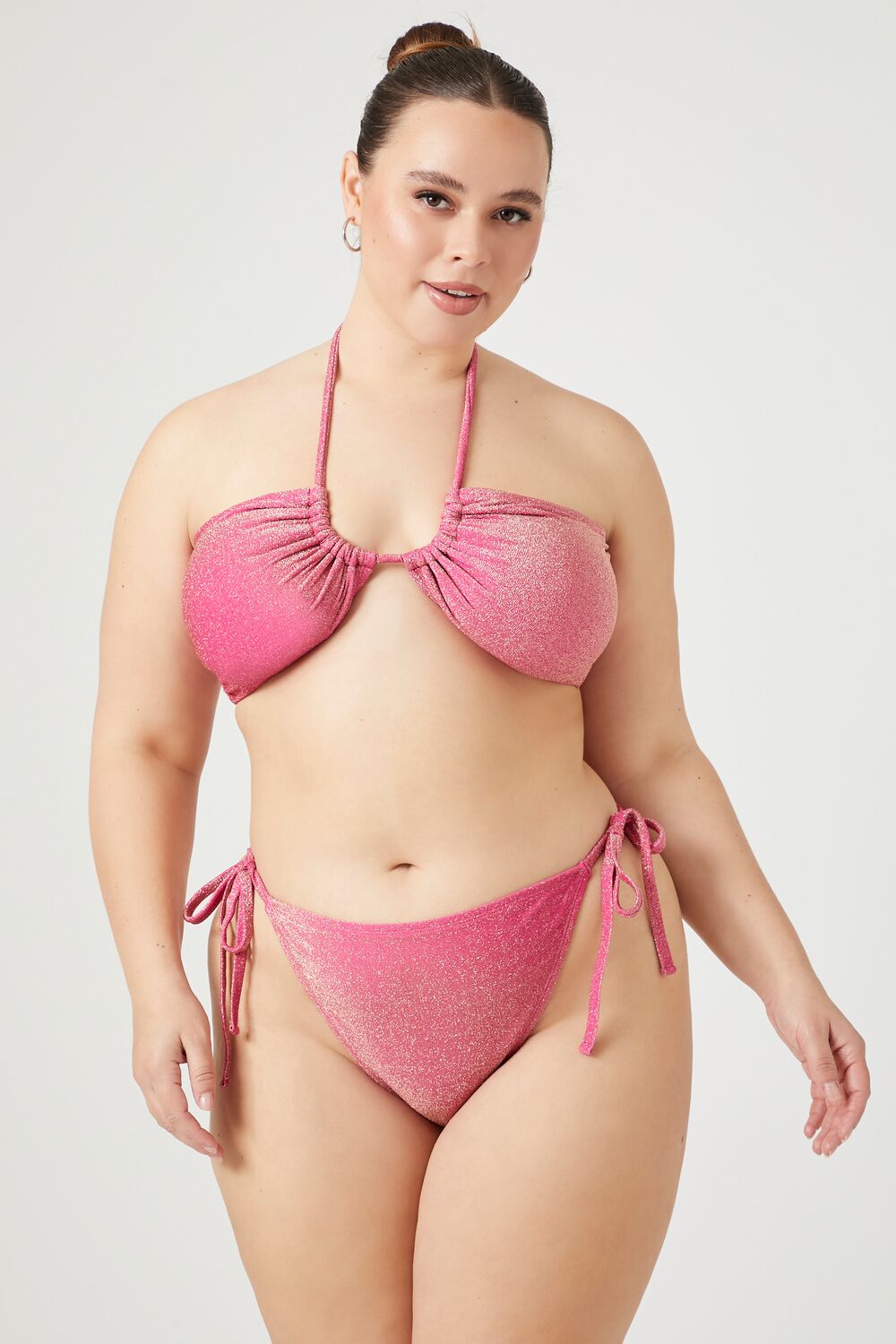 Plus Size Glitter Knit String Bikini Bottoms - Image 5