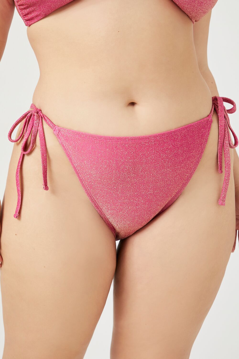 Plus Size Glitter Knit String Bikini Bottoms - Image 6