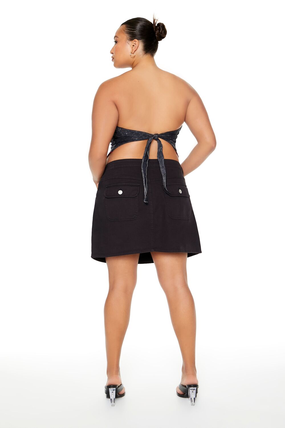 Plus Size Twill Cargo Mini Skirt - Image 3