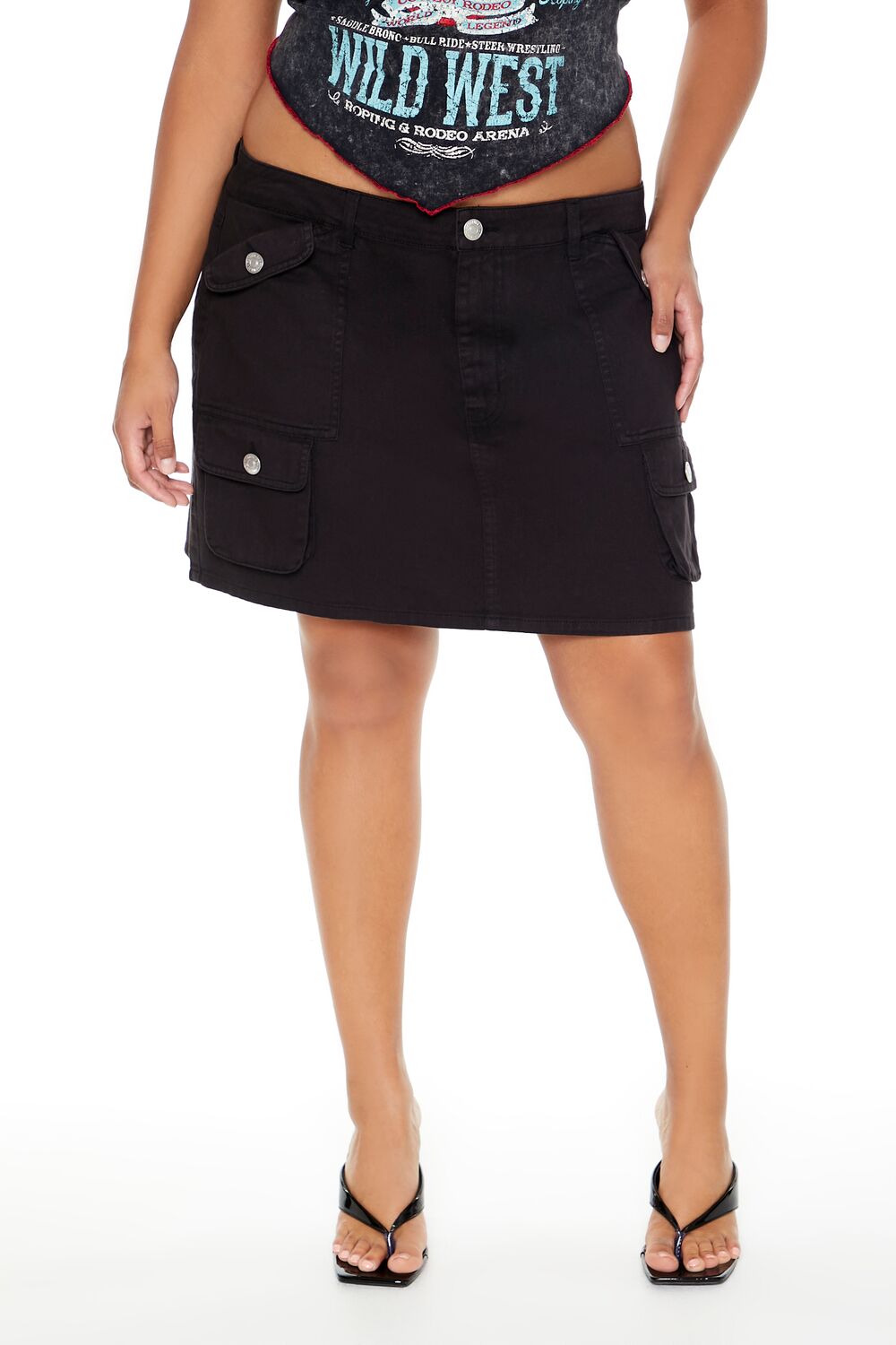 Plus Size Twill Cargo Mini Skirt - Image 5